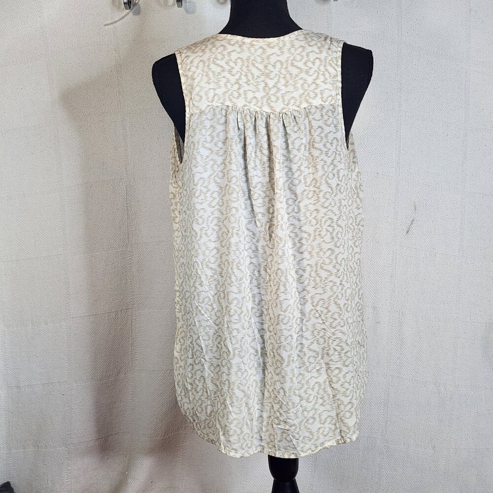 The North Face Cream Abstract Animal Print Viscose Tie Front Annabella Tank Sz L - Picture 12 of 16